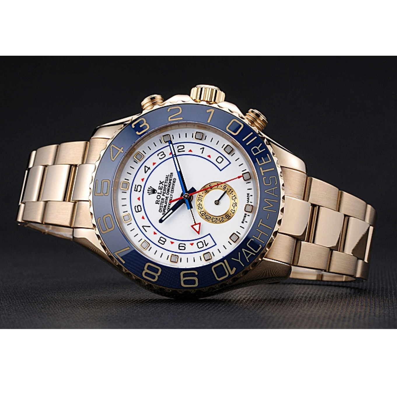 AAA replica watch Bezel Yachtmaster Dial Rolex II 622271 Gold White Blue Bracelet 0731